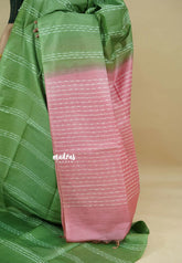 Green - Sithara - Semi Tussar thread weaving body with contrast pallu and blouse